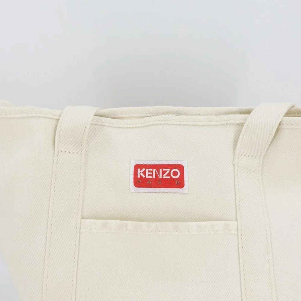 Kenzo Boke Flower Floral Logo Shopper Shoulder Tote Bag White - Picture 9 of 12